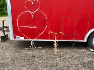 Lot of Metal Plant Stands and Heart-Shaped Metal Frames
