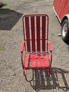 Red Metal Vintage Rocking Lawn Chair