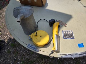 AC Delco Spark Plugs, Yellow Work Light and Metal Oil Can