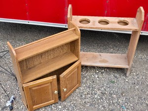 Wall Mount Wooden Cabinet and Shelf Set