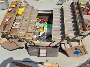 Plano Molding Co. Model 8700 Fishing Tackle Box with Knife and Accessories