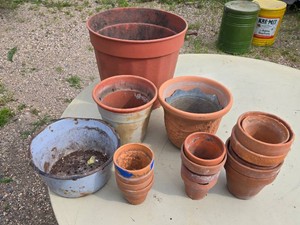 Assorted Terracotta and Metal Garden Pots