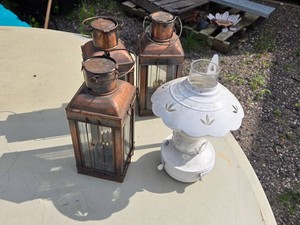 Copper and White Metal Lanterns Lot