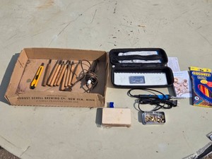 Woodburning Pyrography Tool Set Including Carving Tools and Colored Pencils