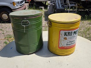 Kre-Mil All-Purpose Shortening Tin and Another Tin 20 inches tall