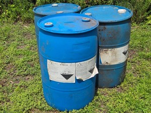 Empty Blue Drums - Galaxy Associates GF Prep 618 Corrosive Liquid Drums (3 Units)
