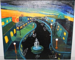 Sandra Geer Sunset Cityscape Painting