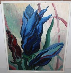 Sandra Geer Blue Floral Painting