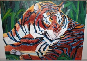 Sandra Geer Tiger Turning in Anger Painting