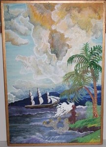 Sandra Geer Mermaid Coastal Landscape Painting