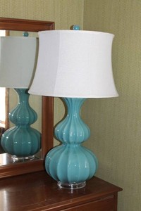 MCM Turquoise Ceramic Table Lamp