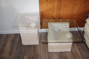 Faux Stone &amp Glass Tables