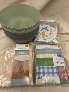 True Living Bowls & Tablecloth Mixed Lot