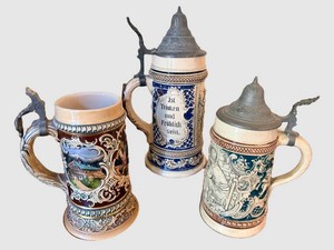 German Beer Stein Set (Lot of 3)