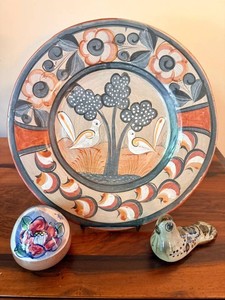 Mexican Pottery Plate & Bird Figurines Mixed Lot