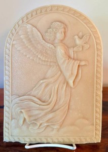Wax Angel Wall Plaque - Relief Angel With Bird