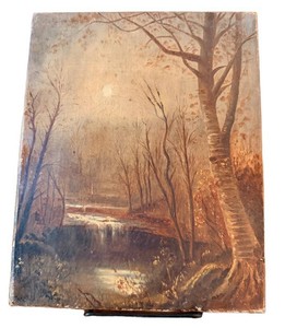 Vintage Landscape Oil Painting on Canvas Framed
