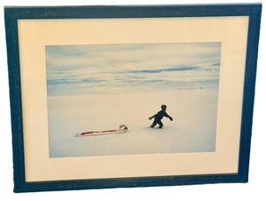 Framed Holiday Photograph Andy Anderson in Blue Wood Frame