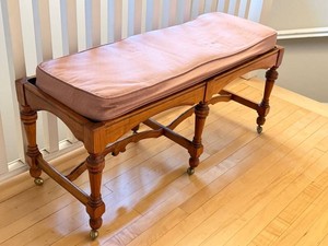 Upholstered VintageBench Victorian Style Turned Wood Ottoman