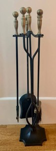 Fireplace Tool Set Brass Handle 4-Piece