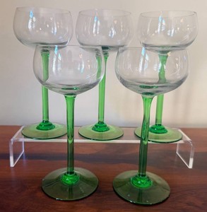 Green Stem Wine Glasses Set of 4