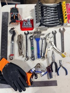Hand Tool Mixed Lot Southwire Multimeter, Husky Wrench Set & Master Locks