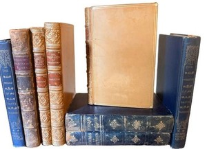 Antique Leather-Bound Classic Literature Books Dante, Carleton & Akenside (Lot of 8)