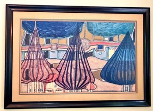 Vintage Framed Signed & Numbered Lithograph Friedensreich Hundertwasser the Expulsion 1967