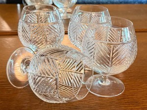 Crystal Brandy Snifters Ralph Lauren Herringbone Set of 4