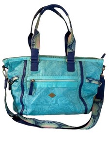LR - Oilily Tote Bag Aqua Floral Print Shoulder Strap