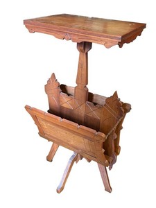 FR - Antique Victorian Magazine Rack Wooden Magazine Stand