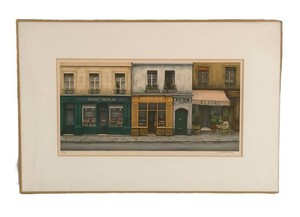 Framed Lithograph Andre Renoux Depot Nicolas Parisian Street Scene