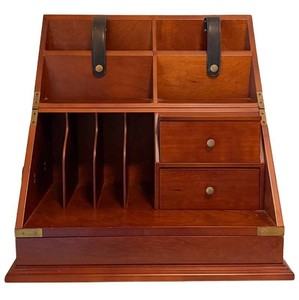 Stationary Letter Bill Organizer Valet Box - Bombay Co Cherry Wood