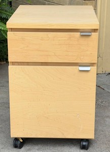 Rolling File Cabinet Two Drawer Wood Veneer