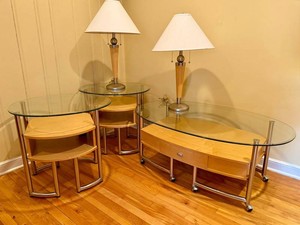 Glass Top Table Set With Lamps 5 Piece Coordinating Set