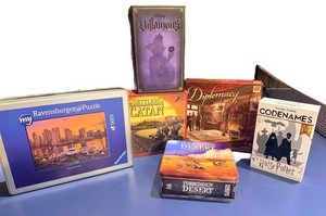 Board Game Mixed Lot of 6 Disney Villainous, Catan, Diplomacy, Codenames Harry Potter