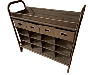 Storage Rack - Wood Organizer With Drawers & Cubbies