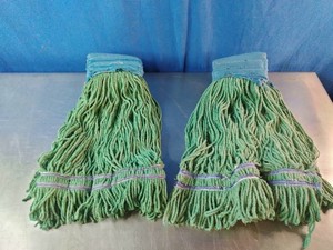 New  Two 36 green looped-end wet mop heads