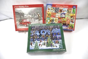 White Mountain & Vermont Christmas Company Christmas Puzzles Mixed Lot (3)