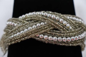 Vintage Silver Wrapped, Beaded Wedding Bracelet