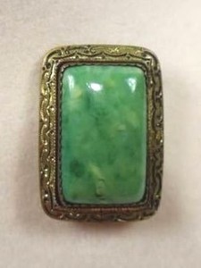 Vintage Edwardian Art Nouveau Green Brooch