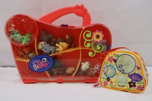 Vintage Littlest Pet Shop Figures with Carrying Cases
