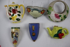 Vintage Ceramic Wall Pocket Vase Mixed Lot (Lot of 6)
