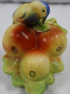 Vintage Czech Ceramic Bluebird Fruit Wall Pocket Vase