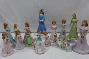Vintage Enesco Growing Up Birthday Girls Figurine Collection (Brunette)