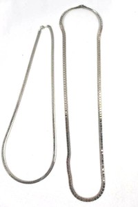 Silver Flat Herringbone Necklaces (Lot of 2)