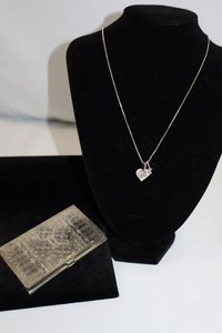 925 Silver Heart & Cross Necklace and Silver Business Card Holder