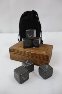 Whiskey Stones Set With Wooden Box and Bag