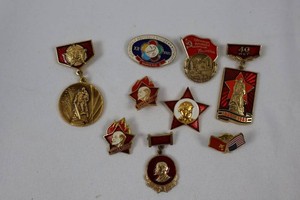 Vintage USSR Political & Commemorative Lapel Pins (Lot of 9)