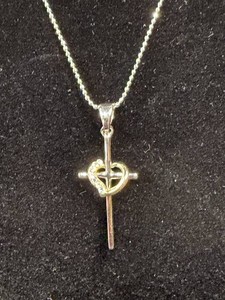 Gold-Plated Heart & Cross Pendant Necklace